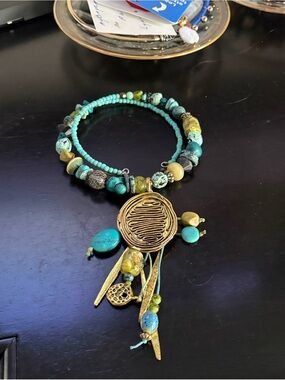 Treska | Artsy Mixed Media Beaded Boho Choker Necklace